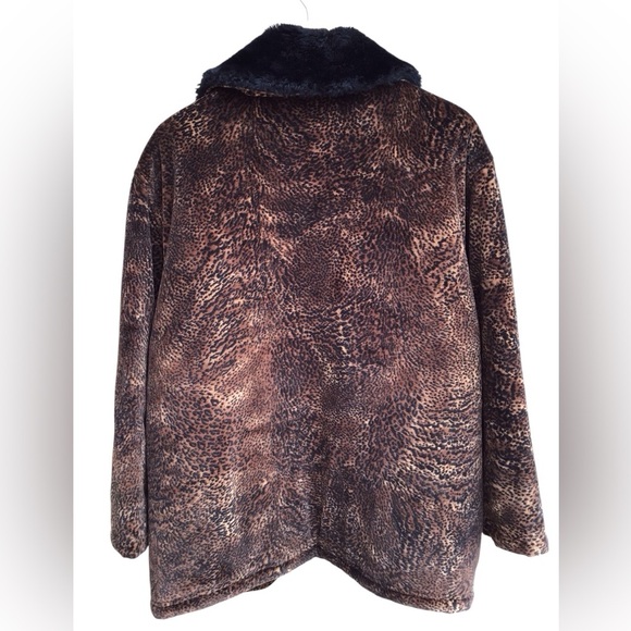 Jones New York Animal Print Velour Parka Coat Size Medium - Picture 2 of 9